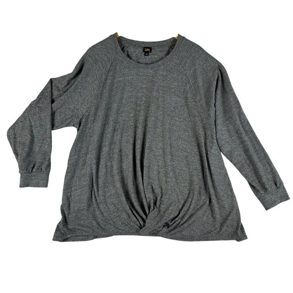 Lee Womens 2X Gray Long Sleeve Top With Twist Front Minimalist Normcore Everyday - Picture 1 of 9